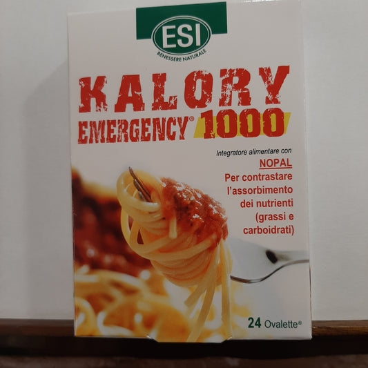 Nahrungsergänzungsmittel mit Nopal Kalory Notfall 1000 g19,2 24 Tabletten Verfallsdatum 04/2026 Esi 