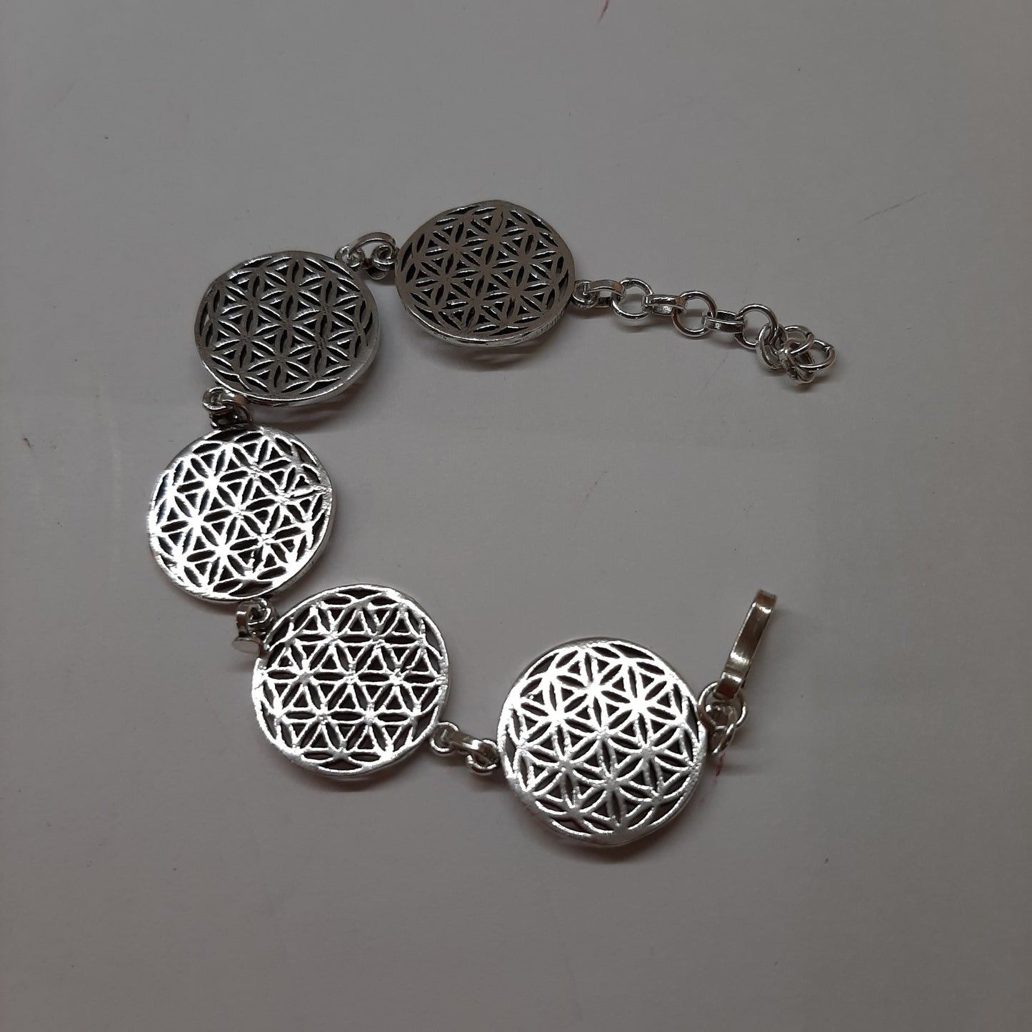 Silver flower of life bracelet 19cm 