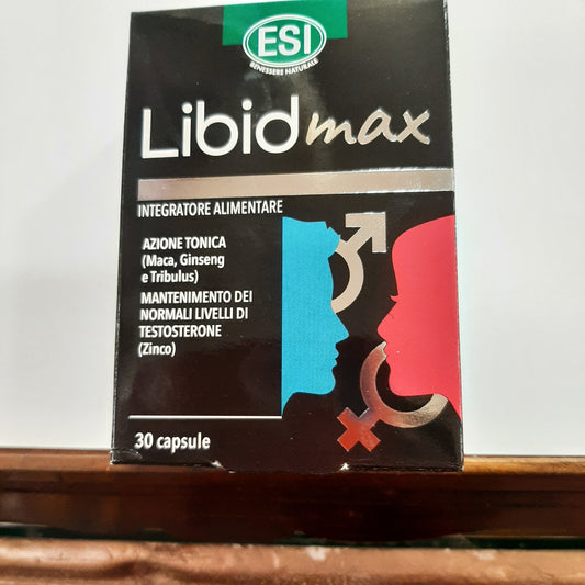 Integratore alimentare azione tonica per uomo e donna e mantenimento normali livelli di testosterone Libid max 30 capsule g22,5 scad 10/2025 Esi